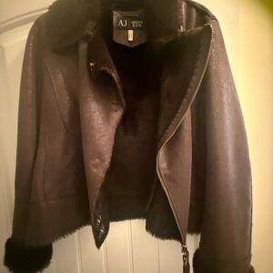 Armani Jeans Women's Dark Brown Leather Jacket